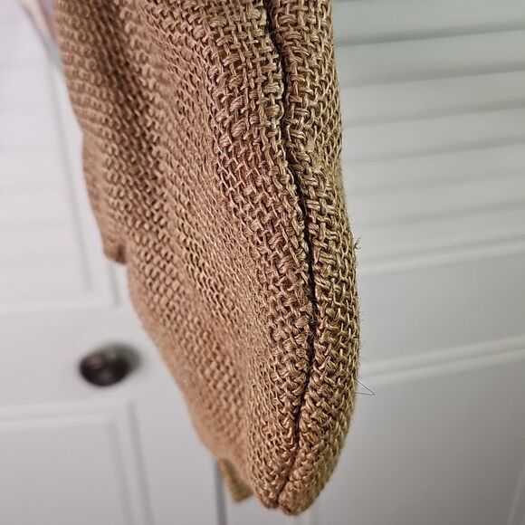 Clutch Snake Skin Style Accents Burlap Fully Lined Zip Closure And Snap - Picture 4 of 7